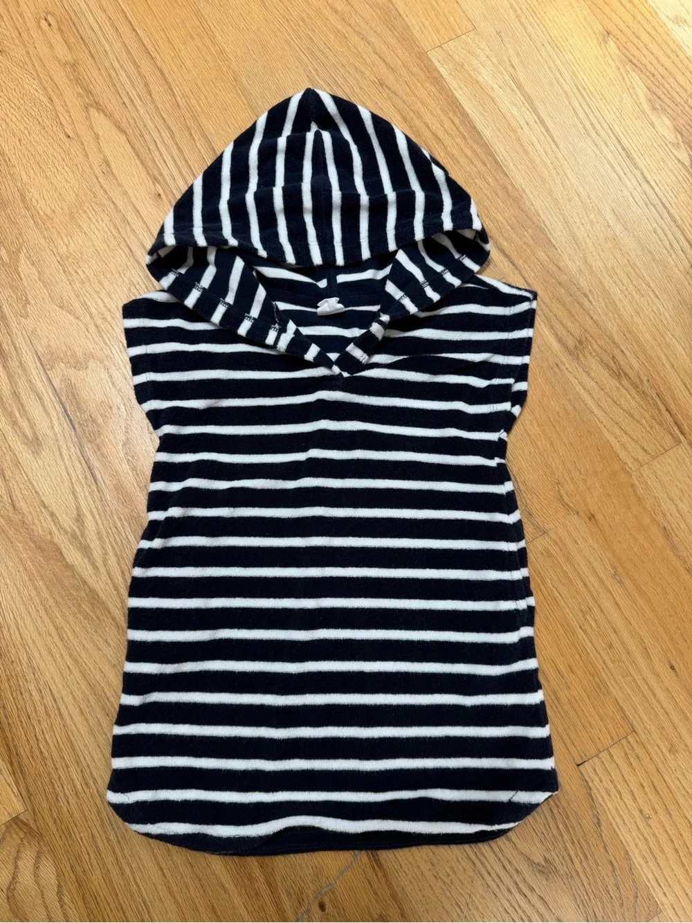 GAP Girls Navy and White Striped Hooded Swim Coverup